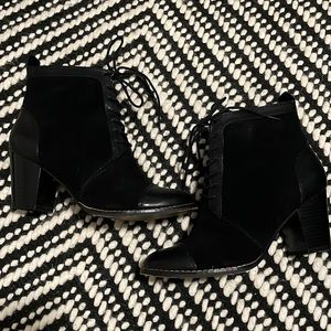 Lace up black booties